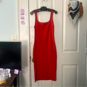 Red Sleeveless Scoop Neck Bodycon Dress - Zara